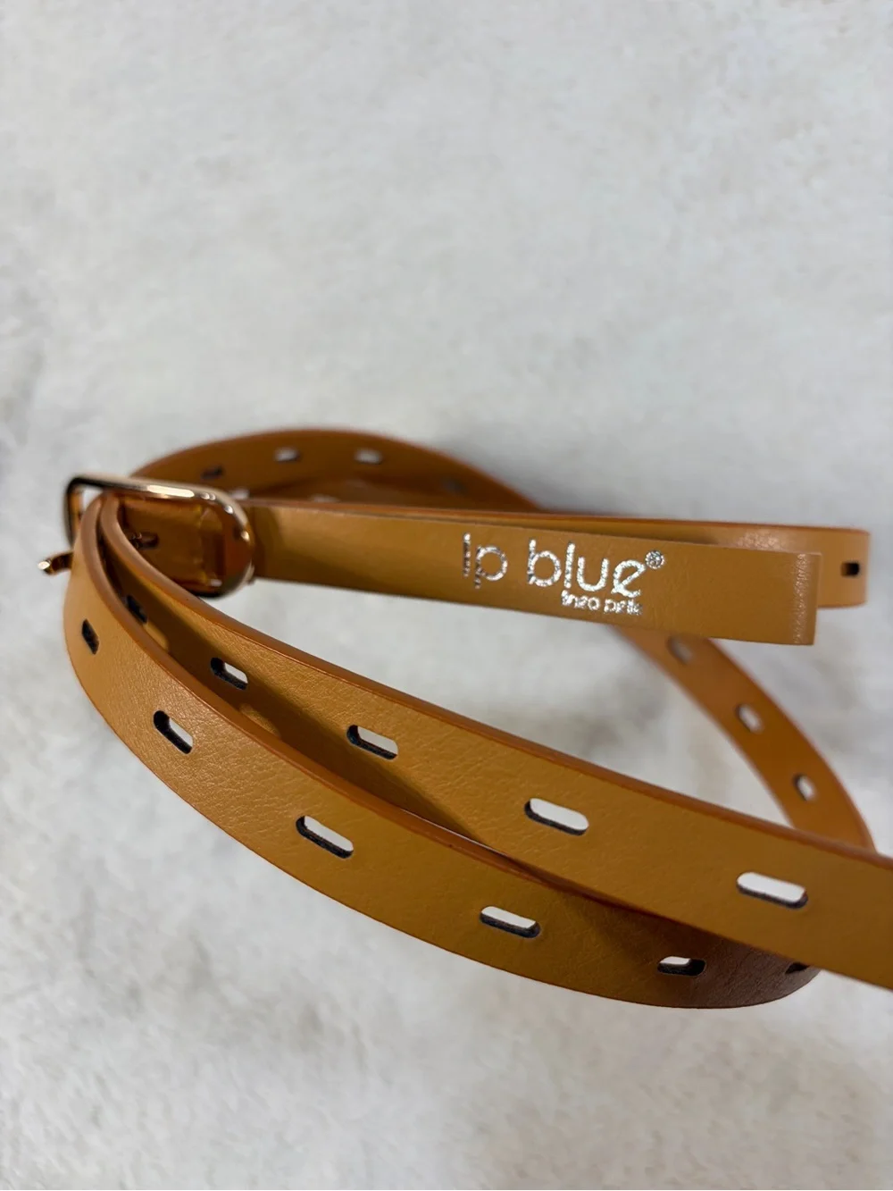lp blue  Mustard‎ Yellow Leather Slot-Detail Belt with Gold Buckle